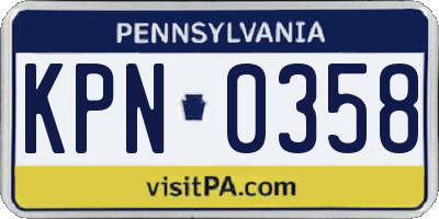 PA license plate KPN0358