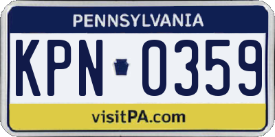 PA license plate KPN0359