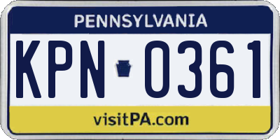PA license plate KPN0361