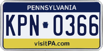 PA license plate KPN0366