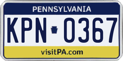 PA license plate KPN0367