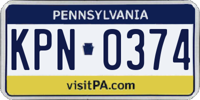 PA license plate KPN0374