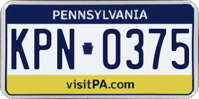 PA license plate KPN0375