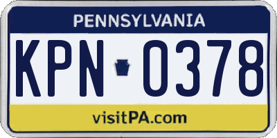 PA license plate KPN0378