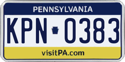PA license plate KPN0383