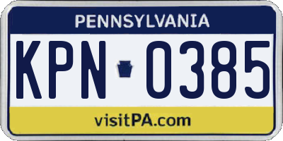 PA license plate KPN0385