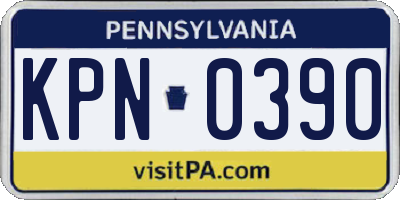 PA license plate KPN0390