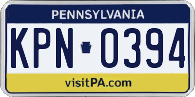 PA license plate KPN0394