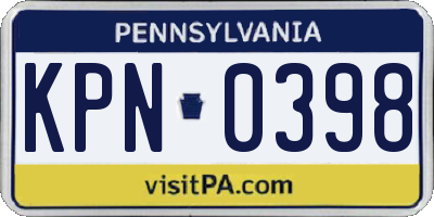 PA license plate KPN0398