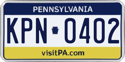PA license plate KPN0402