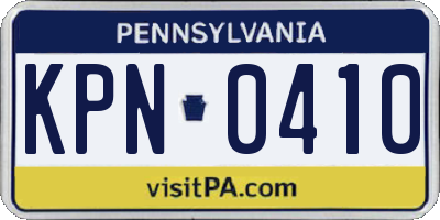 PA license plate KPN0410