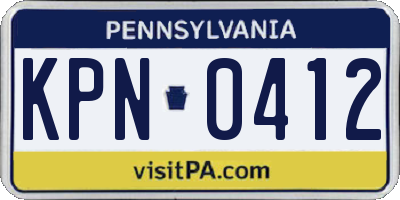 PA license plate KPN0412