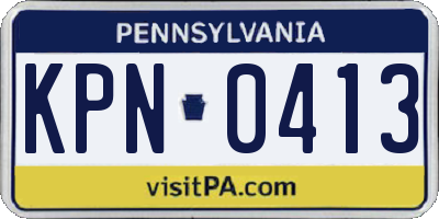 PA license plate KPN0413