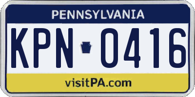 PA license plate KPN0416