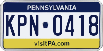 PA license plate KPN0418