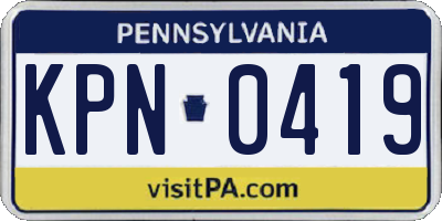 PA license plate KPN0419