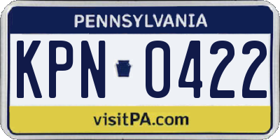 PA license plate KPN0422