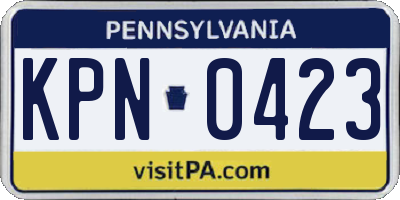 PA license plate KPN0423