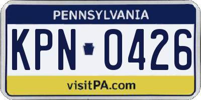 PA license plate KPN0426