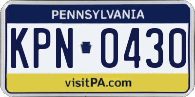 PA license plate KPN0430