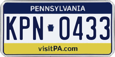 PA license plate KPN0433