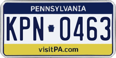 PA license plate KPN0463