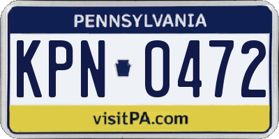 PA license plate KPN0472