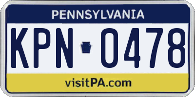 PA license plate KPN0478