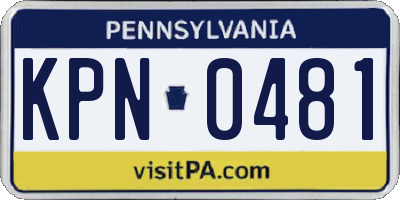 PA license plate KPN0481