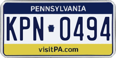 PA license plate KPN0494
