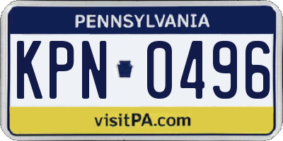 PA license plate KPN0496