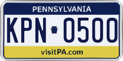 PA license plate KPN0500