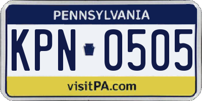 PA license plate KPN0505
