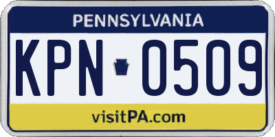 PA license plate KPN0509