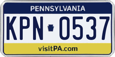 PA license plate KPN0537