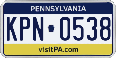 PA license plate KPN0538