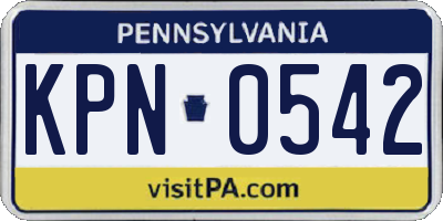 PA license plate KPN0542