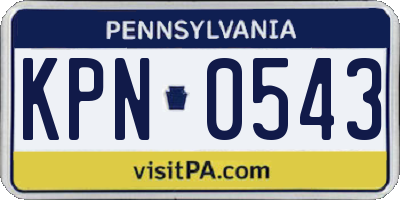 PA license plate KPN0543