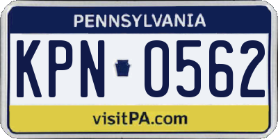 PA license plate KPN0562