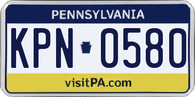 PA license plate KPN0580