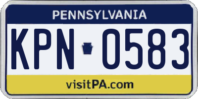 PA license plate KPN0583