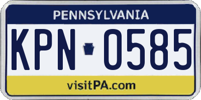PA license plate KPN0585