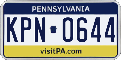 PA license plate KPN0644