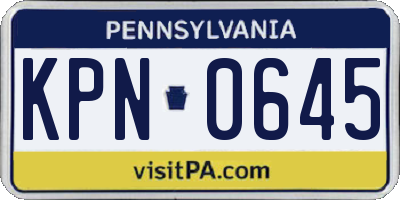 PA license plate KPN0645