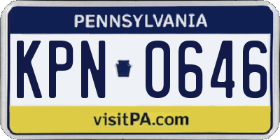 PA license plate KPN0646