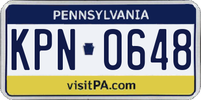 PA license plate KPN0648