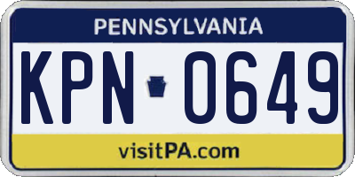 PA license plate KPN0649