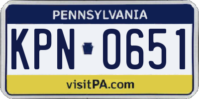 PA license plate KPN0651