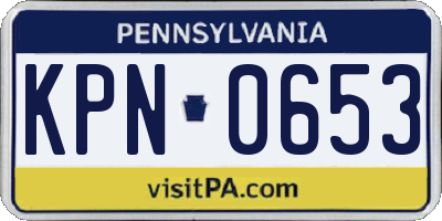 PA license plate KPN0653