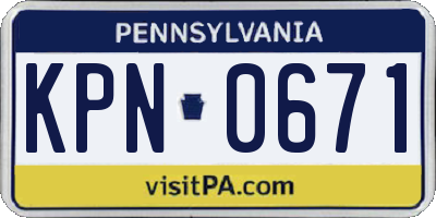 PA license plate KPN0671
